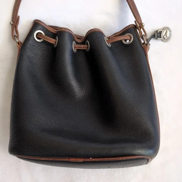 Vtg Dooney & Bourke Bucket Bag Purse Pebbled AWL Leather Drawstring USA Y2K 90s - Picture 5 of 13
